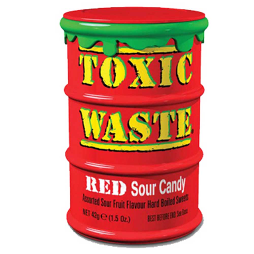 Toxic Waste Red sour candy drum